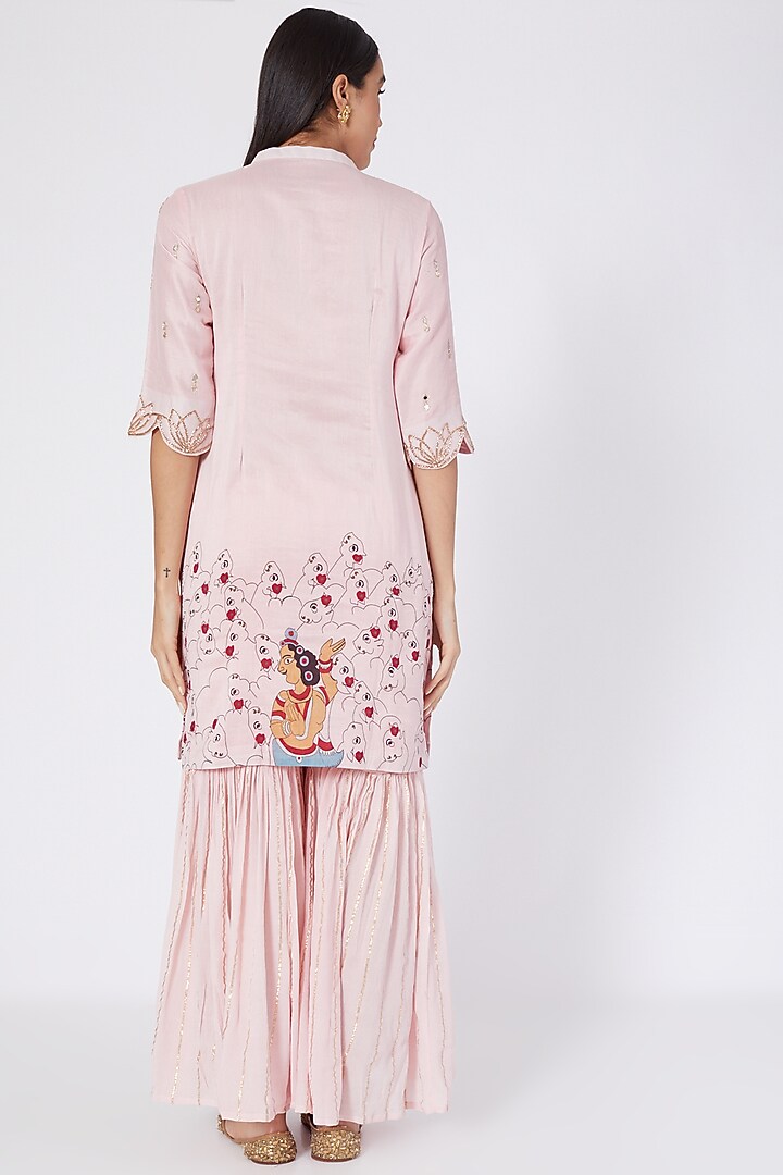 Pink Embroidered Party Wear Sharara Set by Upasana Gupta at Pernia's Pop Up Shop