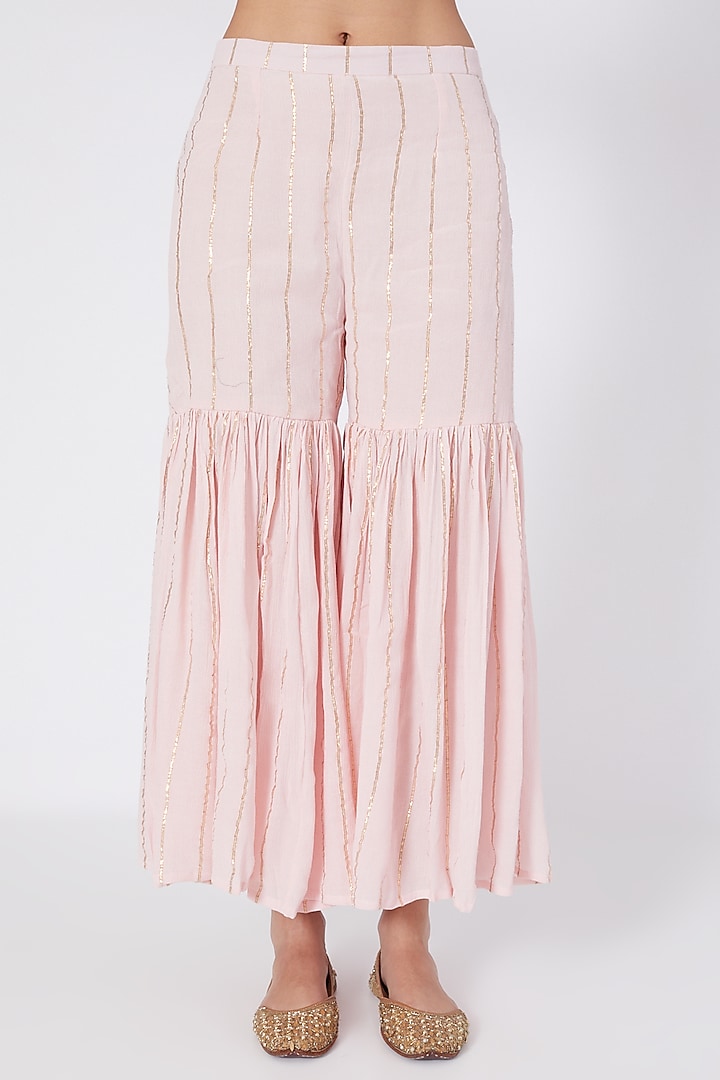 Pink Embroidered Party Wear Sharara Set by Upasana Gupta at Pernia's Pop Up Shop