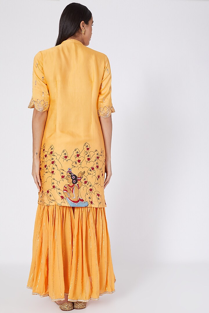 Orange Embroidered Party Wear Sharara Set by Upasana Gupta at Pernia's Pop Up Shop
