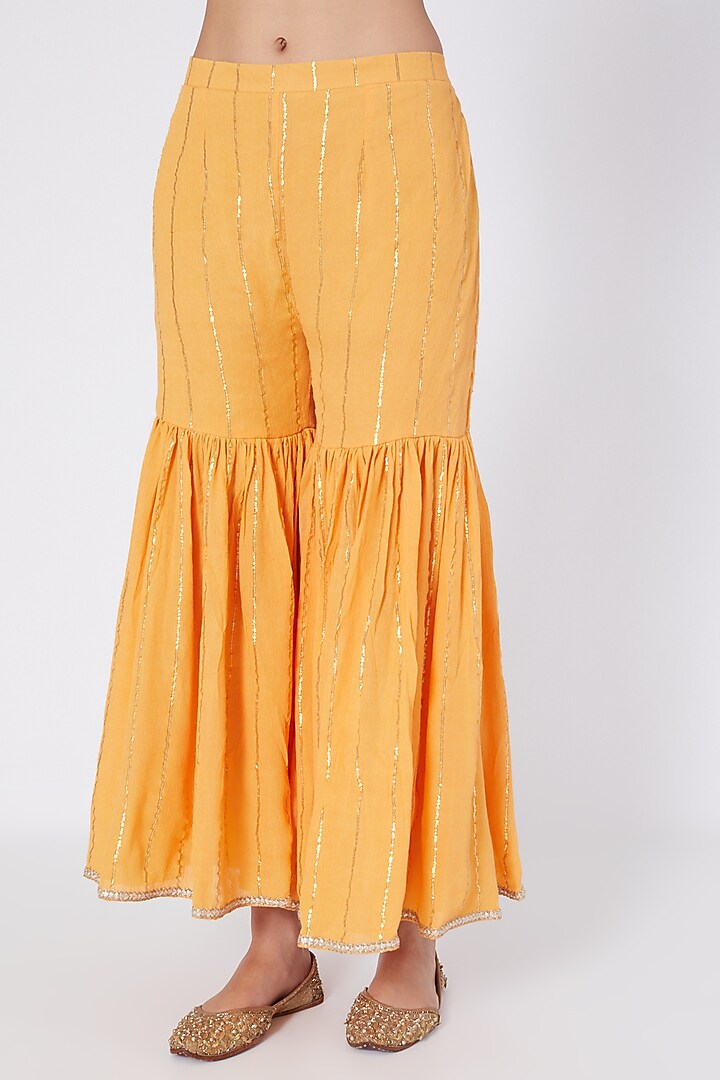 Orange Embroidered Party Wear Sharara Set by Upasana Gupta at Pernia's Pop Up Shop