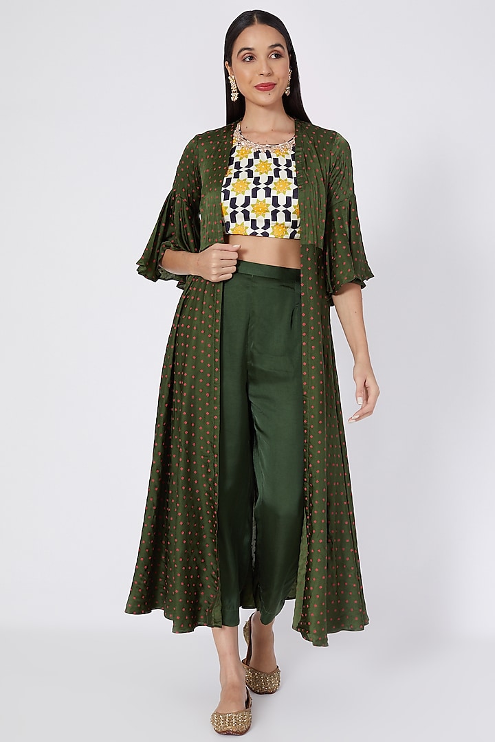 Mehendi Green Digital Printed Pant Set by Upasana Gupta