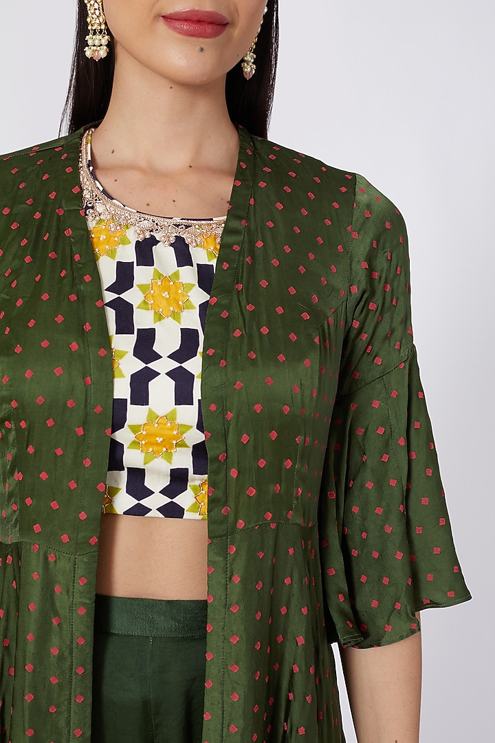 Mehendi Green Digital Printed Pant Set by Upasana Gupta at Pernia's Pop Up Shop