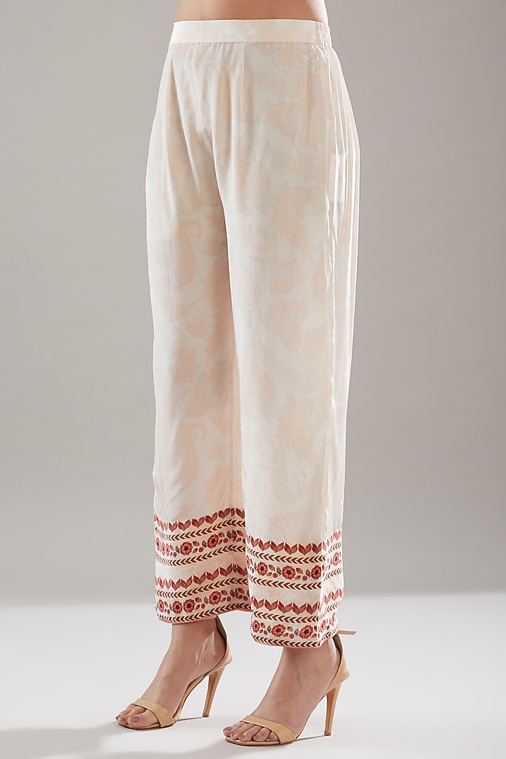 Beige Crepe Floral Printed Kurta Set by URFAA by Urshia Fatima at Pernia's Pop Up Shop