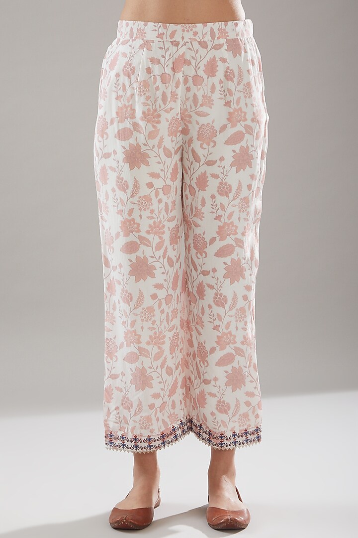 White Crepe Embroidered & Printed Kurta Set by URFAA by Urshia Fatima at Pernia's Pop Up Shop