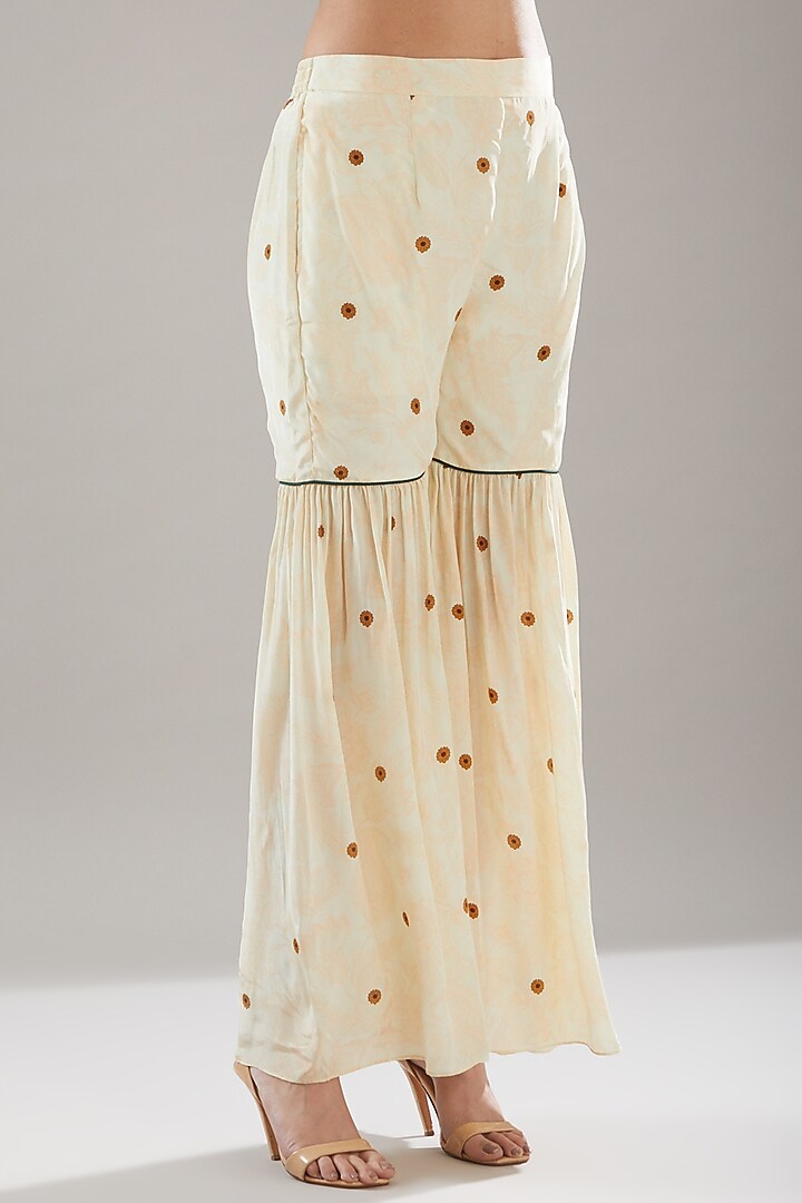 Beige Crepe Digital Printed Kurta Set by URFAA by Urshia Fatima at Pernia's Pop Up Shop