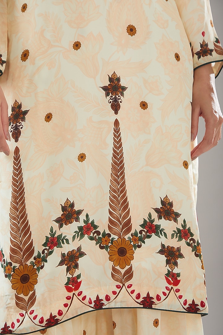 Beige Crepe Digital Printed Kurta Set by URFAA by Urshia Fatima at Pernia's Pop Up Shop