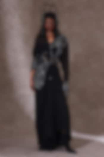 Black Organza & Muslin Co-Ord Set by URMIL at Pernia's Pop Up Shop