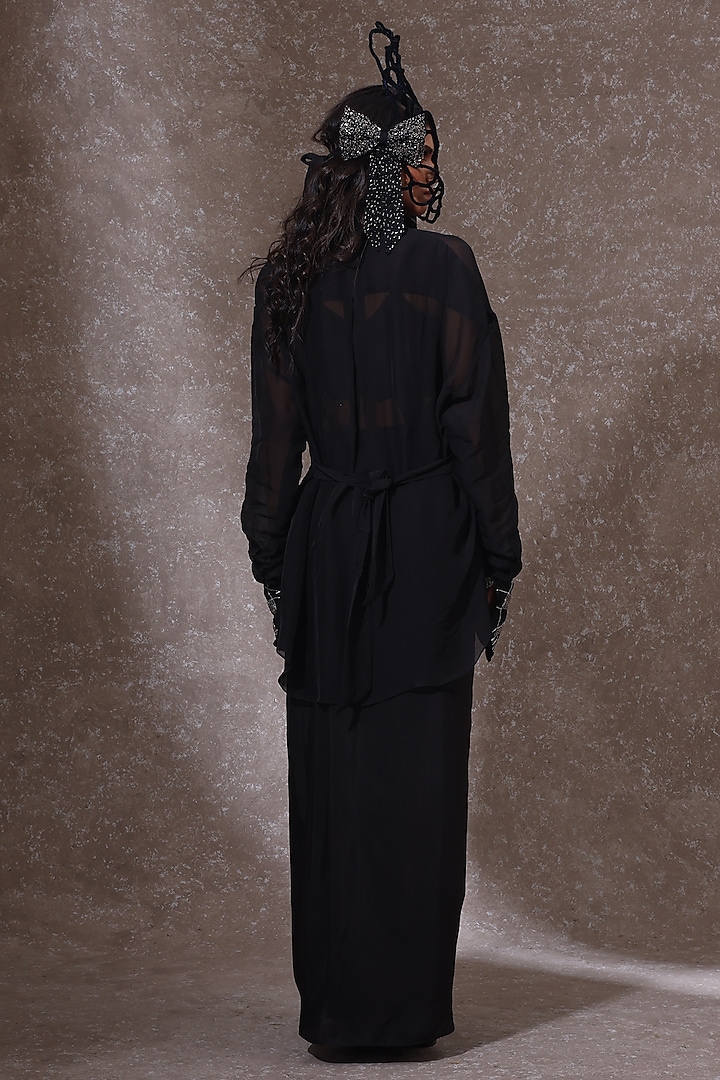 Black Organza & Muslin Co-Ord Set by URMIL at Pernia's Pop Up Shop