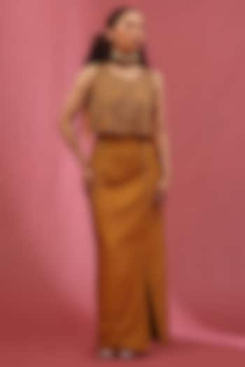 Gold Organza & Tissue Embellished Cape Set by URMIL at Pernia's Pop Up Shop