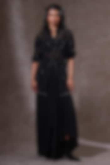 Black Organza & Muslin Co-Ord Set by URMIL at Pernia's Pop Up Shop