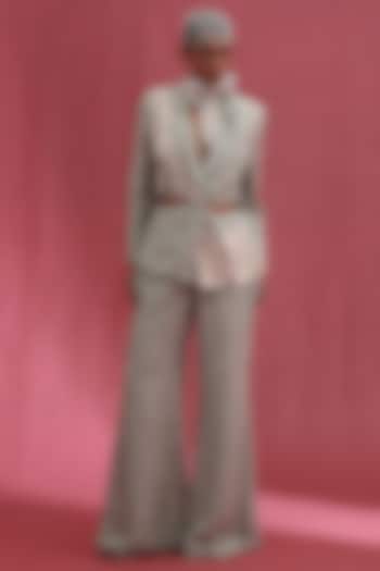 Mint Muslin Slub & Tissue Embellished Jacket Set by URMIL at Pernia's Pop Up Shop