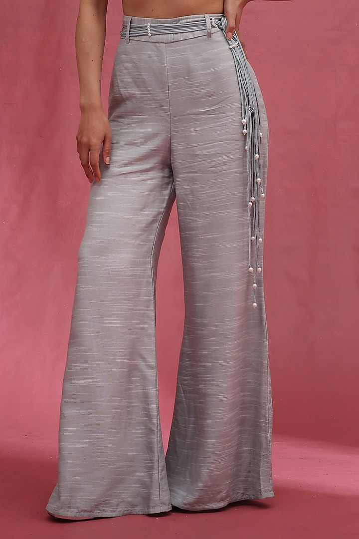 Ice-Colored Soft Organza & Raw Silk Pant Set by URMIL at Pernia's Pop Up Shop