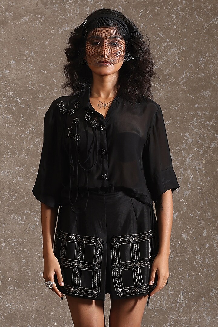 Black Tabby & Russian Silk Co-Ord Set by URMIL at Pernia's Pop Up Shop