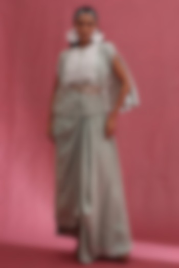 Mint Organza & Silk Skirt Set by URMIL at Pernia's Pop Up Shop
