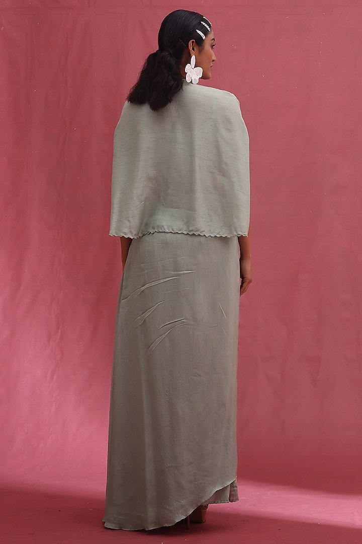Mint Organza & Silk Skirt Set by URMIL at Pernia's Pop Up Shop