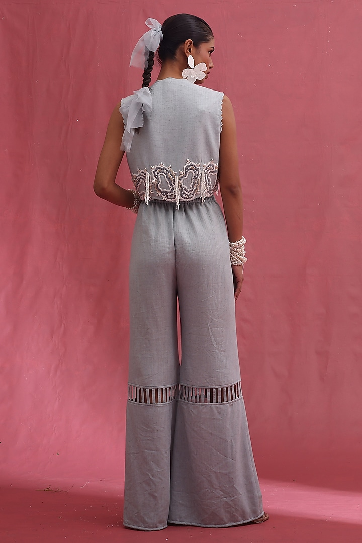 Ice-Colored Khadi Fabric Pant Set by URMIL at Pernia's Pop Up Shop