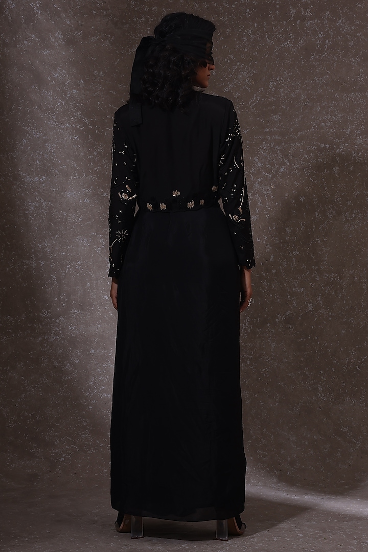 Black Muslin & Tabby Skirt Set by URMIL at Pernia's Pop Up Shop