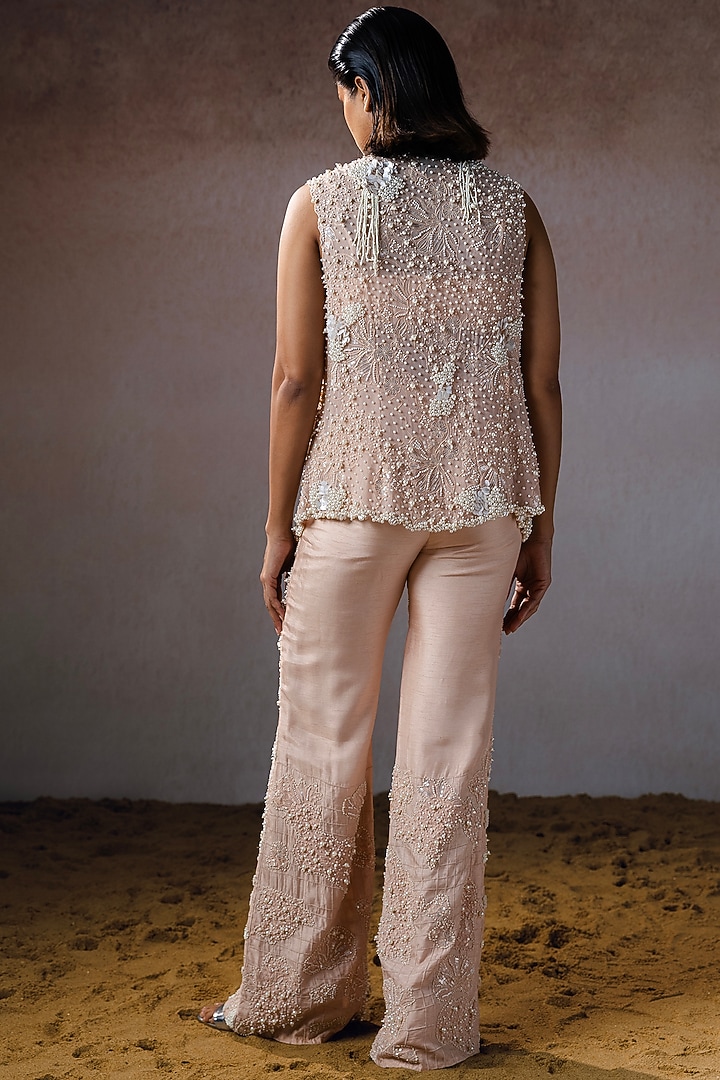 Peach Dola Hand Embroidered Co-Ord Set by URMIL at Pernia's Pop Up Shop