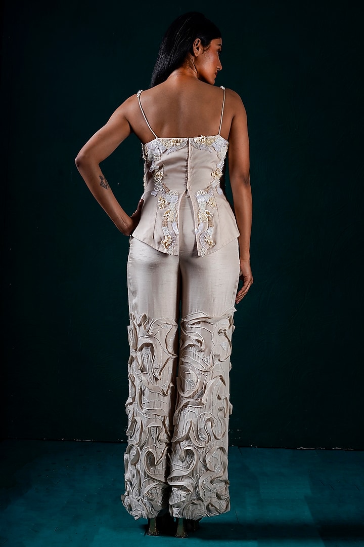Ivory Organza Hand Embroidered Co-Ord Set by URMIL at Pernia's Pop Up Shop