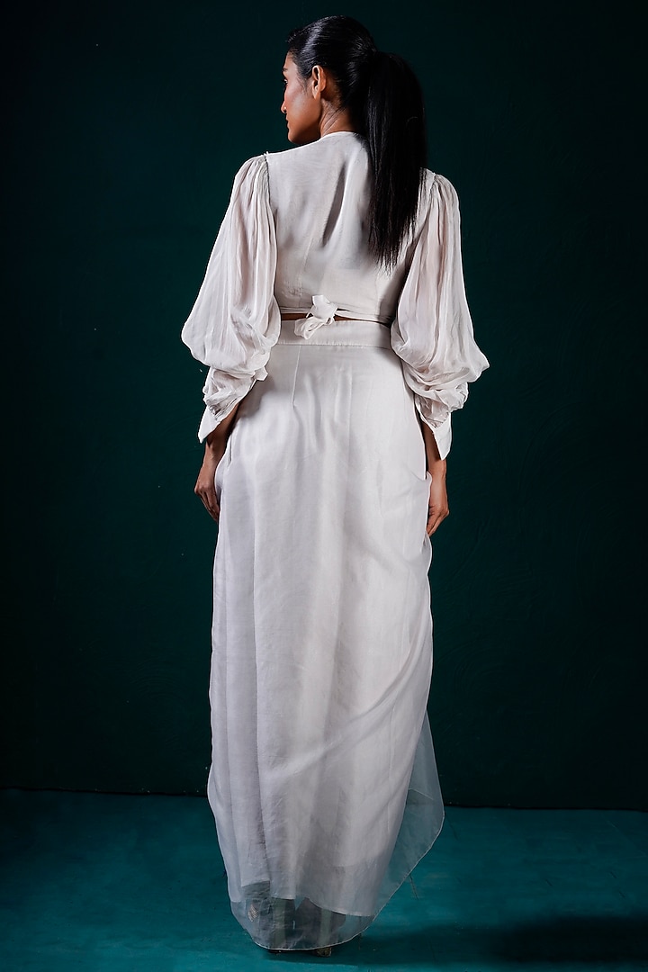 Ice-Colored Organza Hand Embroidered Skirt Set by URMIL at Pernia's Pop Up Shop