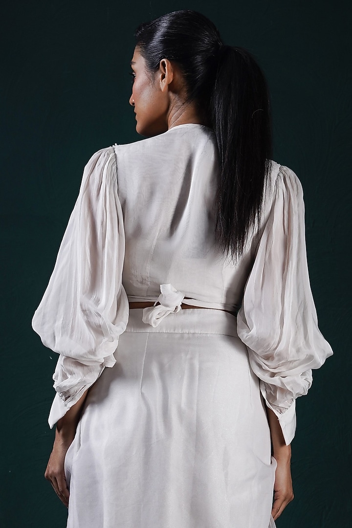 Ice-Colored Organza Hand Embroidered Skirt Set by URMIL at Pernia's Pop Up Shop