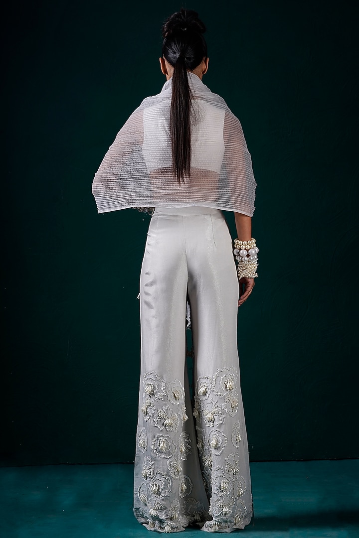 Ice-Colored Tissue Hand Embroidered Cape Set by URMIL at Pernia's Pop Up Shop