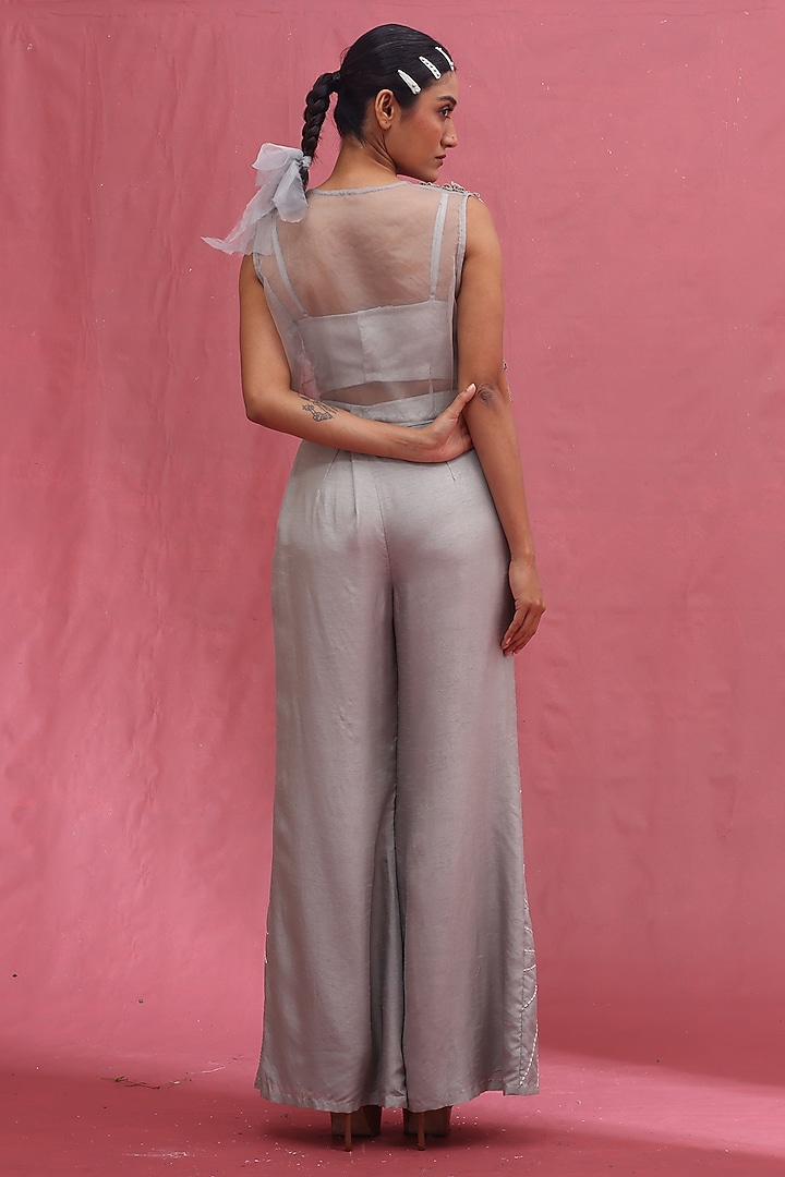 Ice-Colored Organza & Silk Embroidered Jacket Set by URMIL at Pernia's Pop Up Shop