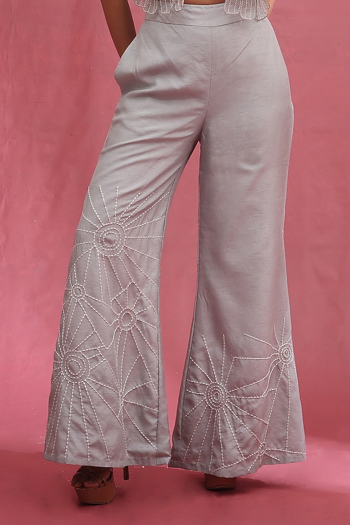 Ice-Colored Organza & Silk Embroidered Jacket Set by URMIL at Pernia's Pop Up Shop