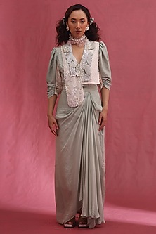 Mint Tabby & Russian Silk Skirt Set by URMIL-POPULAR PRODUCTS AT STORE