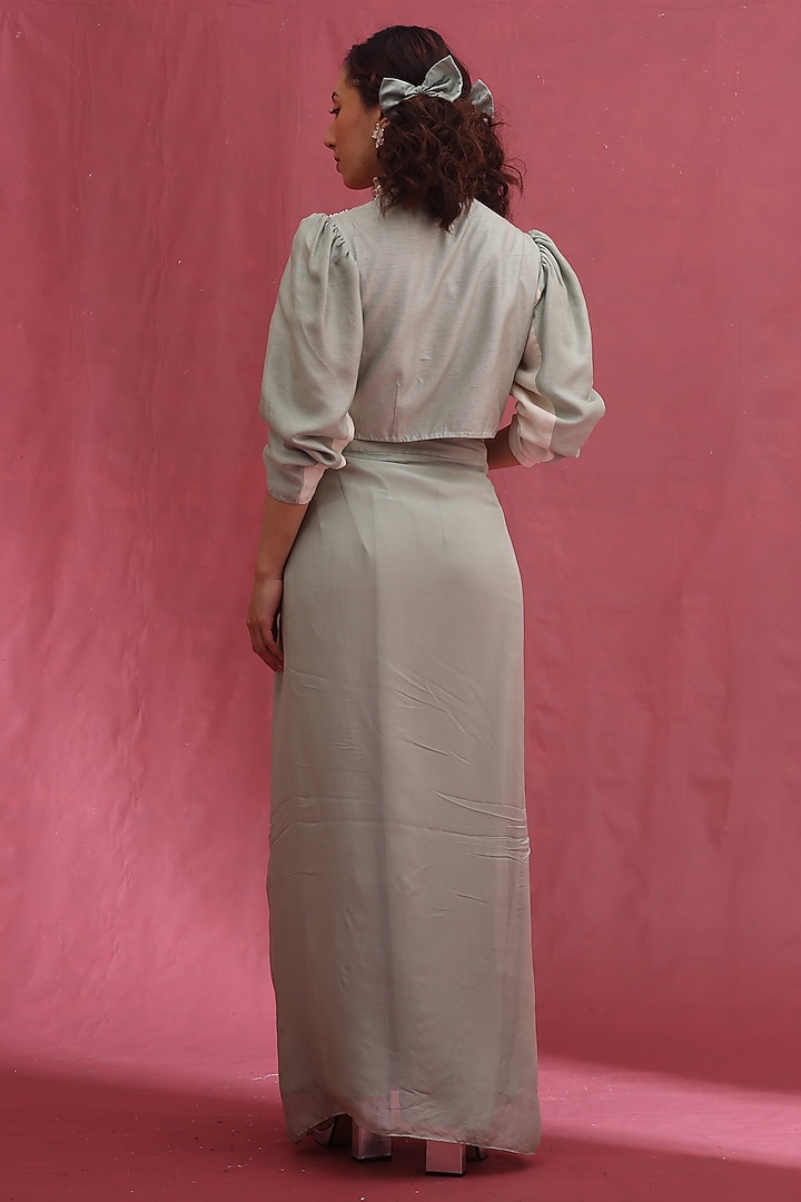 Mint Tabby & Russian Silk Skirt Set by URMIL at Pernia's Pop Up Shop