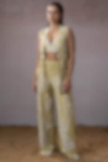 Sage Dola Hand Embroidered Pant Set by URMIL at Pernia's Pop Up Shop