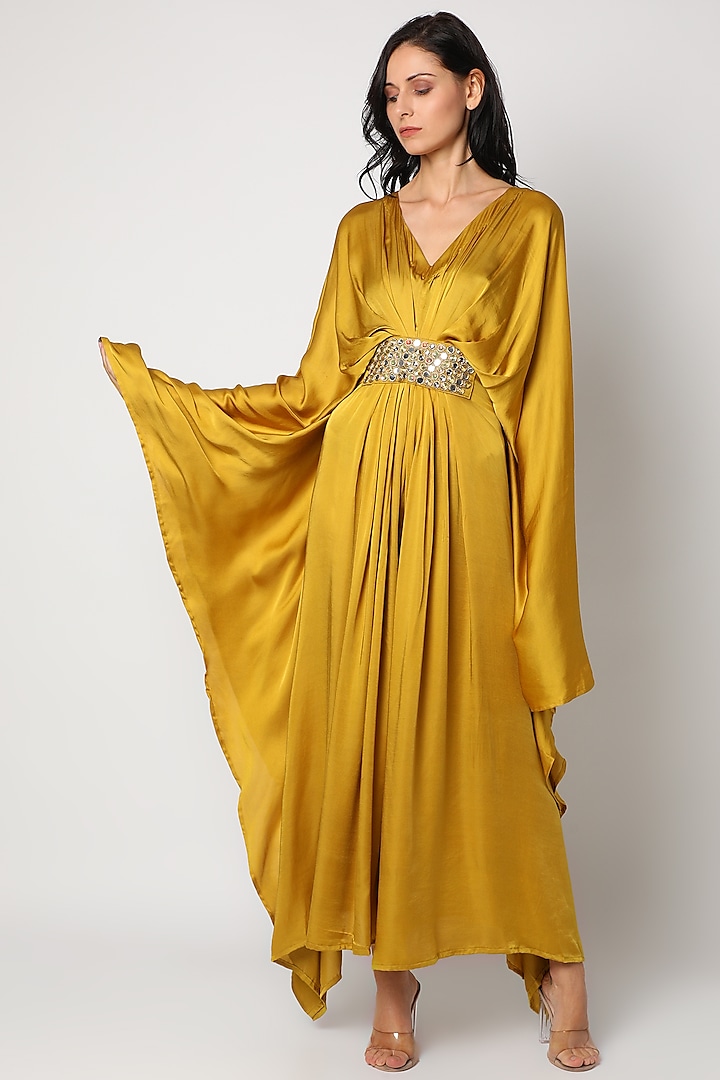 Golden Jumpsuit With Belt by Urban Pataka