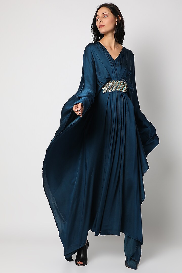 Midnight Blue Jumpsuit With Belt by Urban Pataka