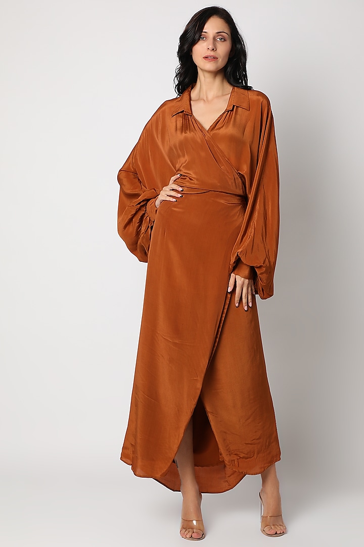 Mustard Gold Midi Slit Summer Dress by Urban Pataka at Pernia's Pop Up Shop
