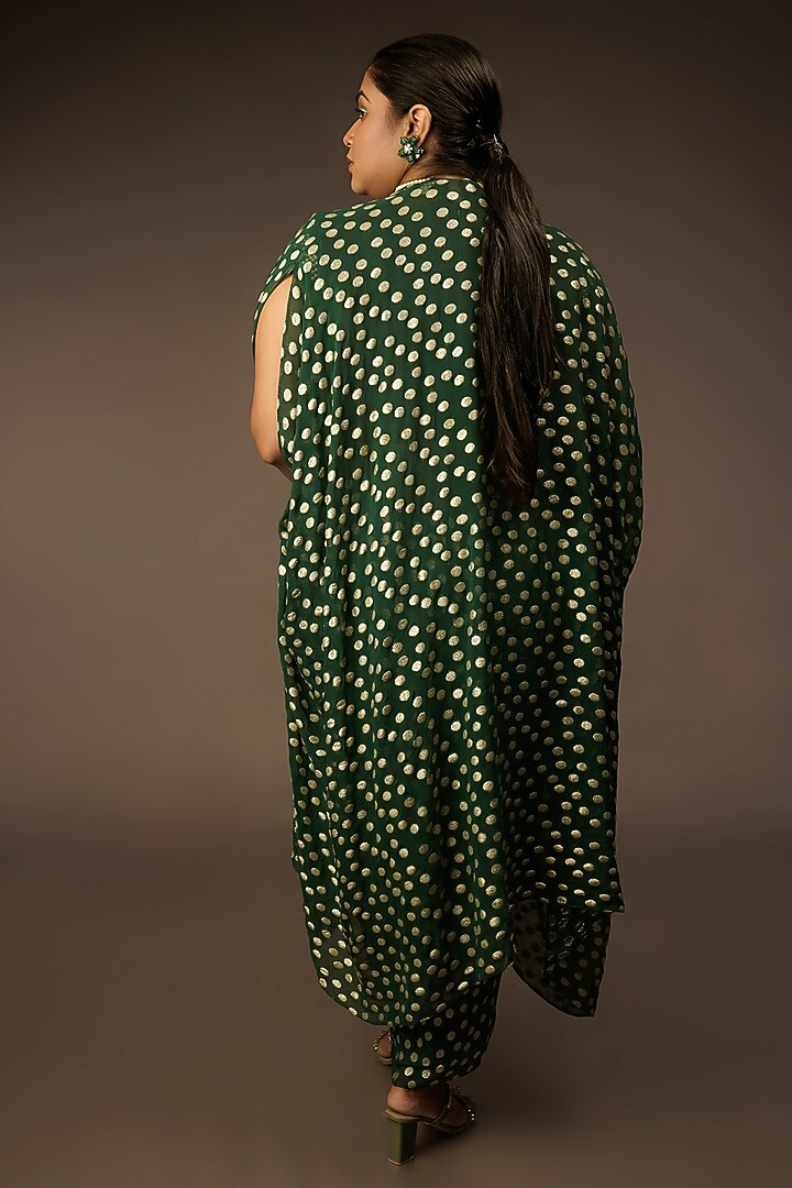 Green Polka Dot Printed Skirt Set by Urban Pataka at Pernia's Pop Up Shop