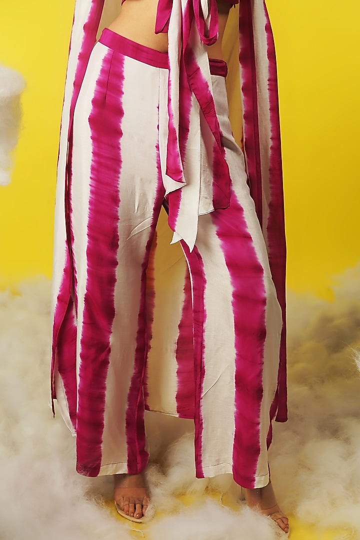 White & Pink Shibori Printed Pant Set by Urban Pataka at Pernia's Pop Up Shop