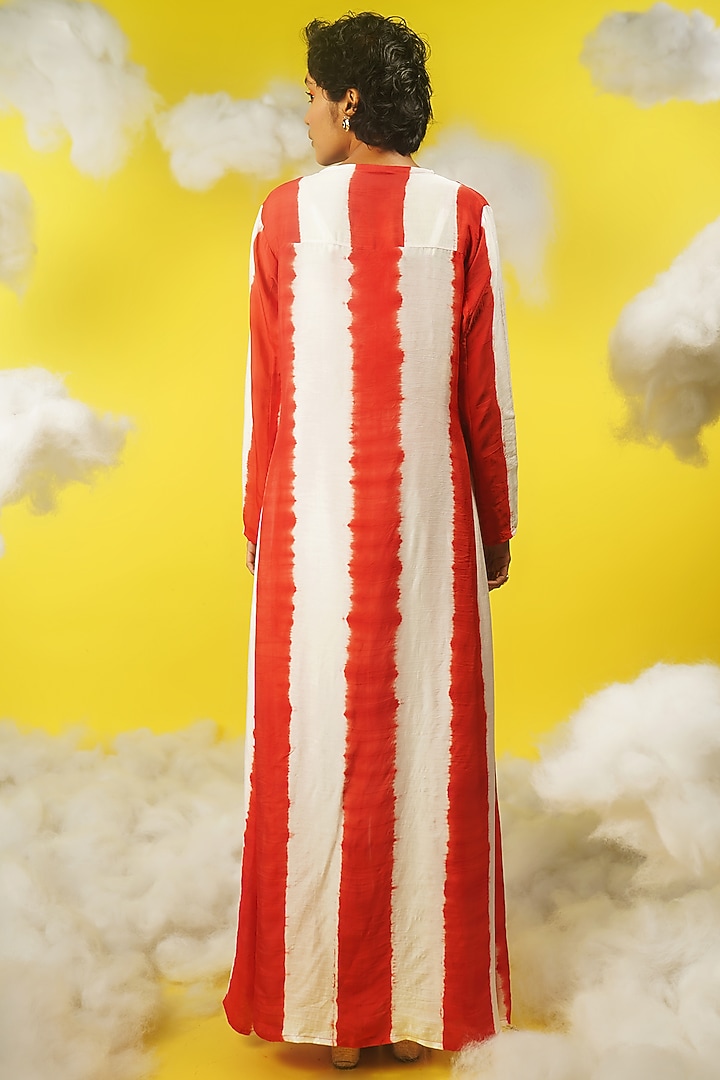 White & Red Shibori Printed Pant Set by Urban Pataka at Pernia's Pop Up Shop