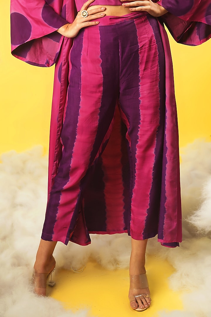 Fuchsia & Purple Shibori Printed Pant Set by Urban Pataka at Pernia's Pop Up Shop