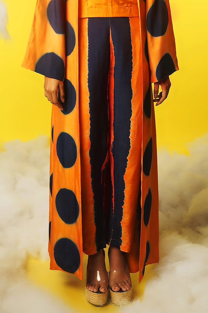 Orange & Black Shibori Printed Pant Set by Urban Pataka at Pernia's Pop Up Shop