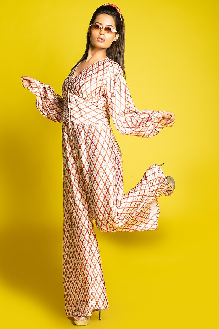 Pink Geometric Printed Jumpsuit by Urban Pataka at Pernia's Pop Up Shop