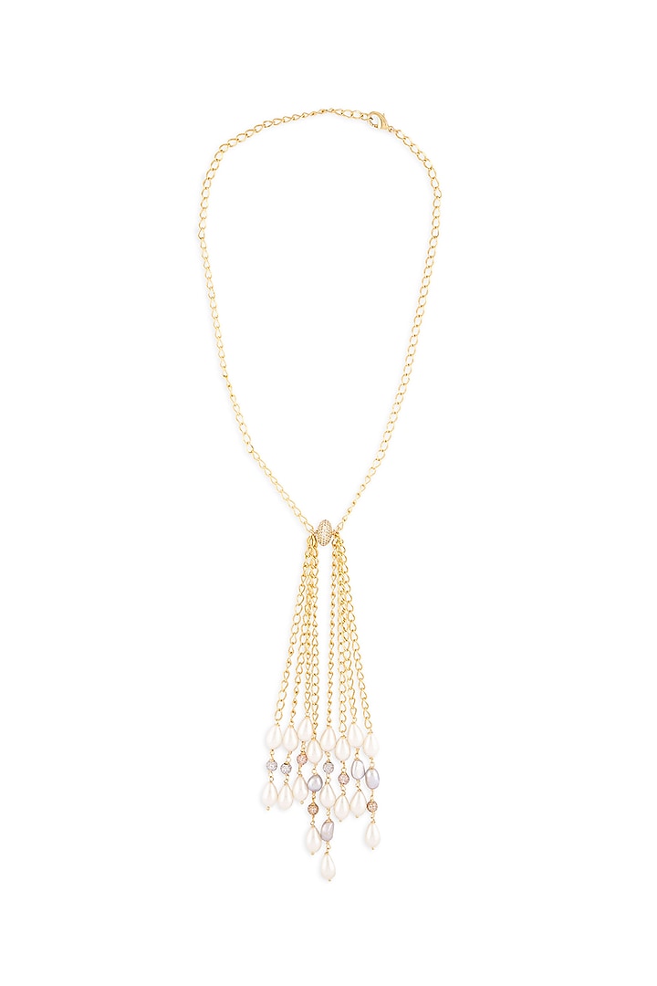 Gold Finish Pearls Necklace by Joules By Radhika at Pernia's Pop Up Shop