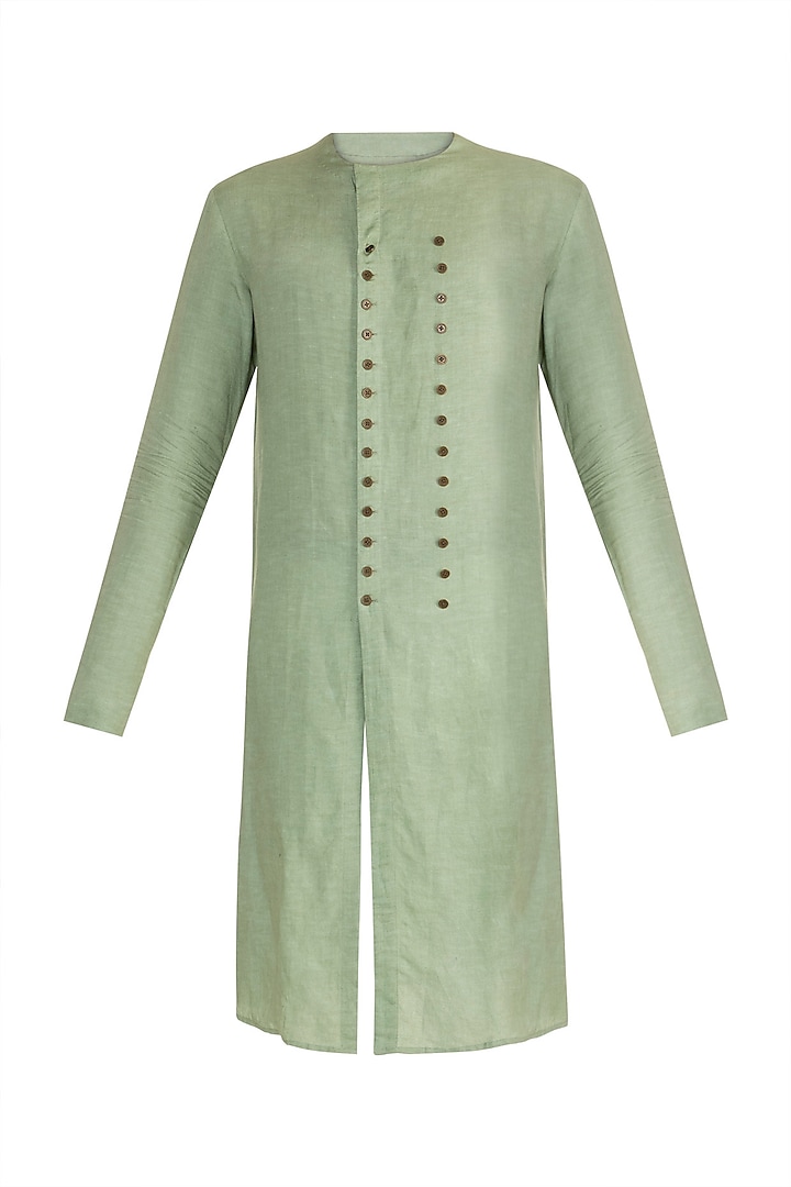 Mint Green Flat Neck Kurta by Unit by Rajat Suri at Pernia's Pop Up Shop