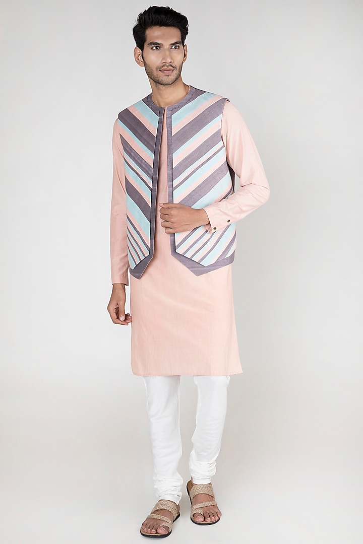 Multi Colored Panelled Waistcoat by Unit by Rajat Suri