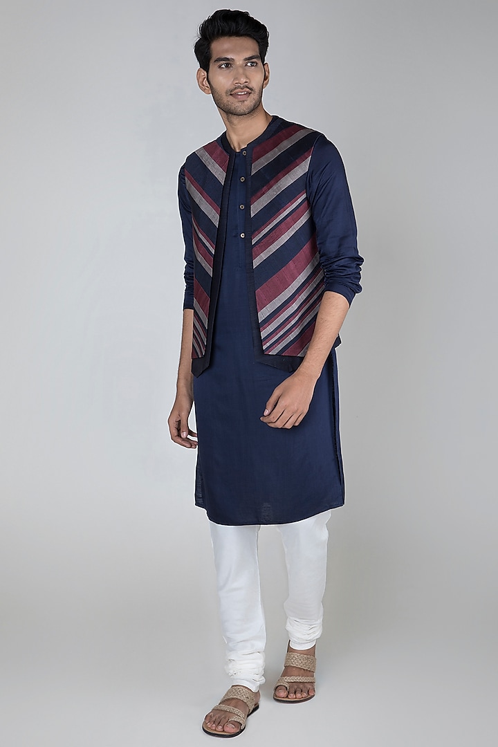 Multi Colored Panelled Layered Waistcoat by Unit by Rajat Suri