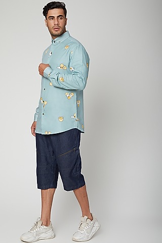 Pastel Green Printed Shirt by Unit by Rajat Suri