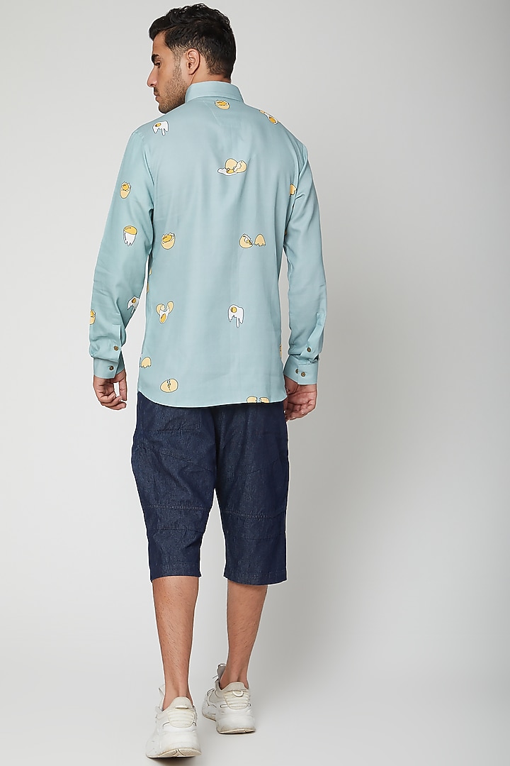 Pastel Green Printed Party Wear Shirt by Unit by Rajat Suri at Pernia's Pop Up Shop