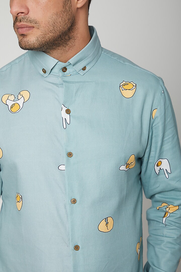 Pastel Green Printed Party Wear Shirt by Unit by Rajat Suri at Pernia's Pop Up Shop