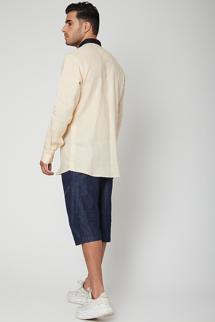 Lemon Yellow Dr. Smoke Party Wear Shirt by Unit by Rajat Suri at Pernia's Pop Up Shop