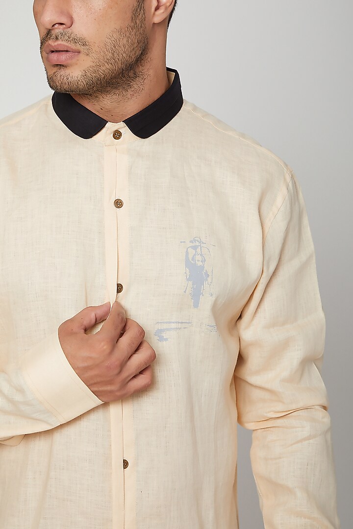 Lemon Yellow Dr. Smoke Party Wear Shirt by Unit by Rajat Suri at Pernia's Pop Up Shop