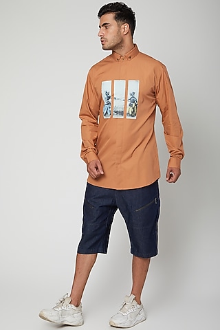 Mustard Digital Screen Printed Shirt by Unit by Rajat Suri